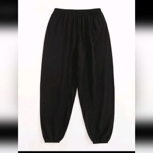 Black elastic waistband harem pants carrot slacks elastic ankle size Small NWOT